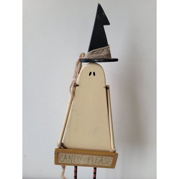 Vintage wooden ghost candy please Halloween home decor Unique - Picture 4 of 12
